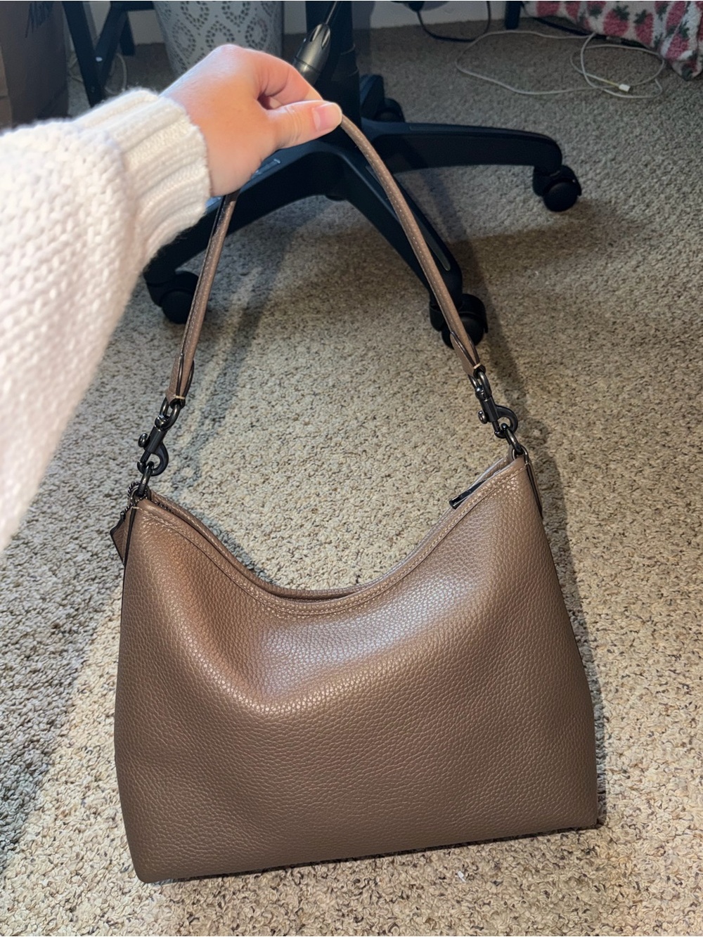 Coach Laurel Pebbled Leather Shoulder Bag in Taupe - Picture 4 of 5